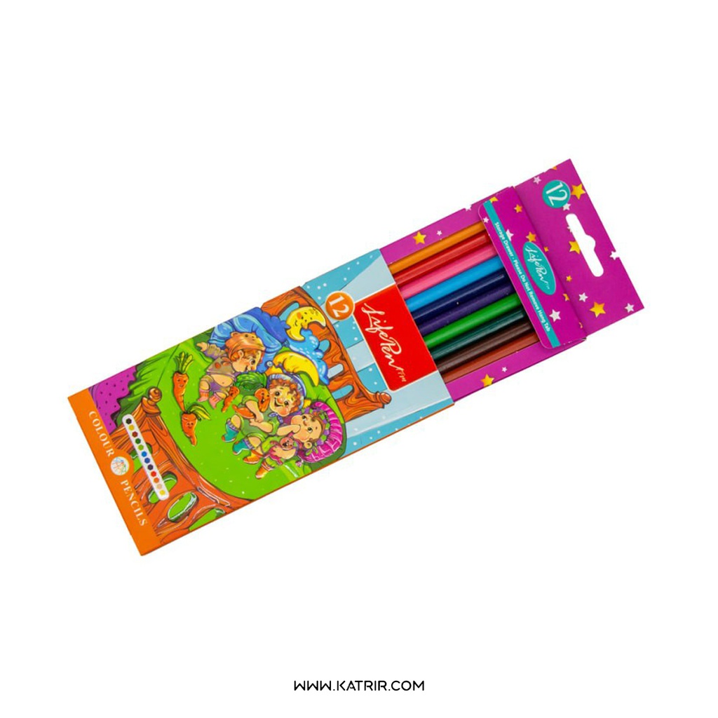 مداد رنگی کلیپس ( Clips ) مدل 12 رنگ پلیمری ، لایف پن ، کد 742