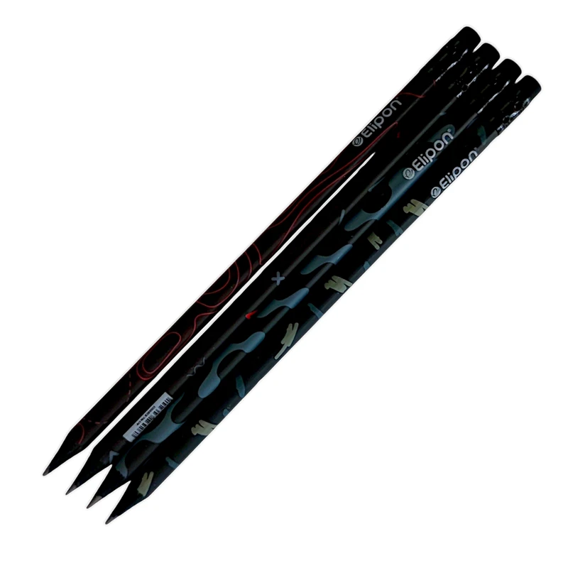 مداد مشکی الیپون ( Elipon ) مدل شش گوش ، بدنه چوب ، کد 0205