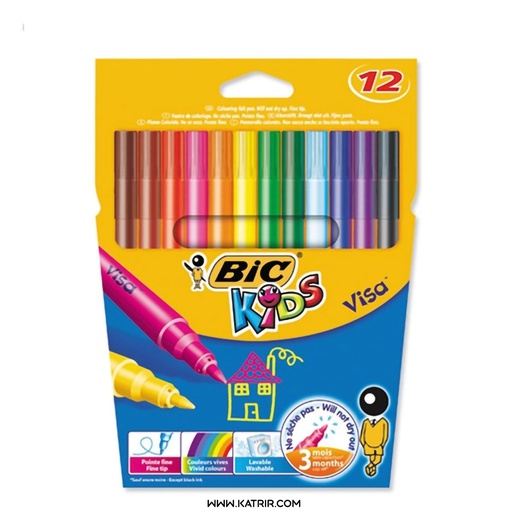 ماژیک نقاشی بیک ( Bic ) مدل ویزا در 2 مدل ، سری Kids (12 رنگ)