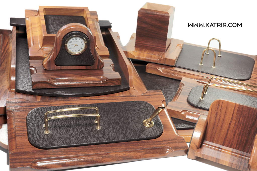 ست رومیزی اداری ، مدل چوب و چرم ، مدیریتی ، 9 تکه