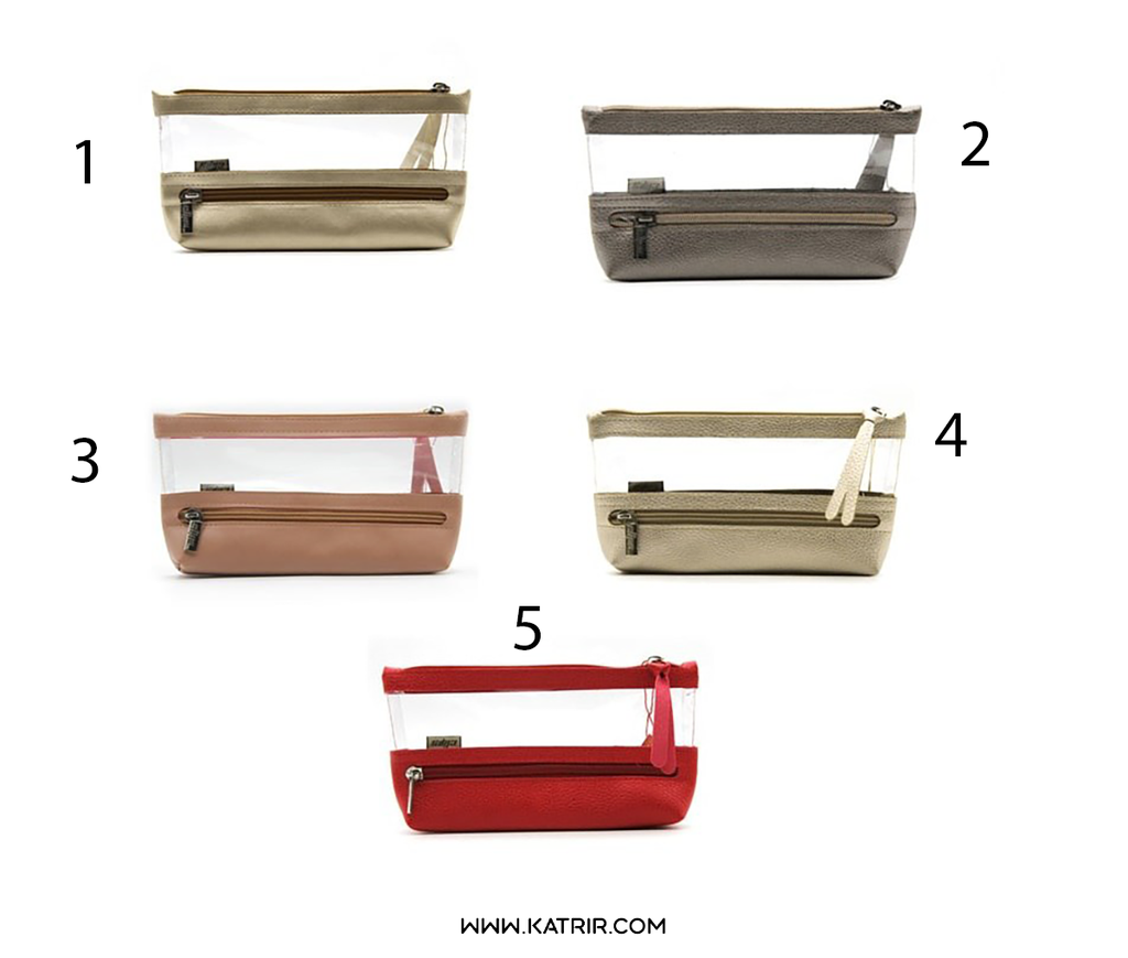 جامدادی کلیپس ( Clips ) مدل 3 زیپ چرم و طلق ، کد 1213