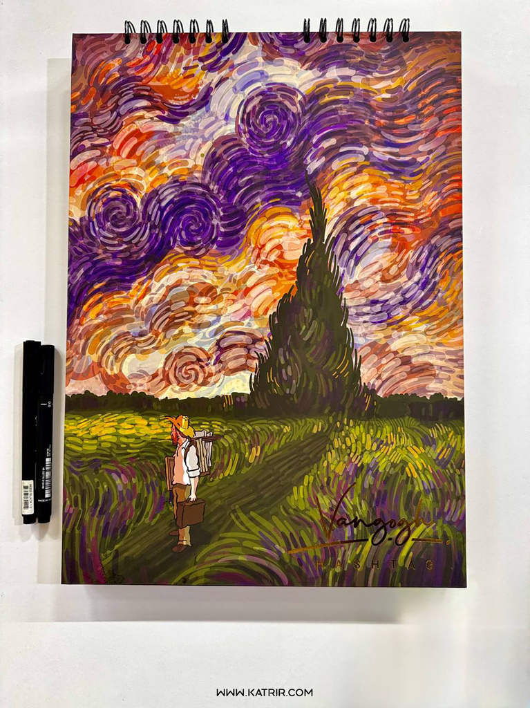 دفتر طراحی هشتگ ( Hashtag ) مدل ونگوگ ، در 3 سایز