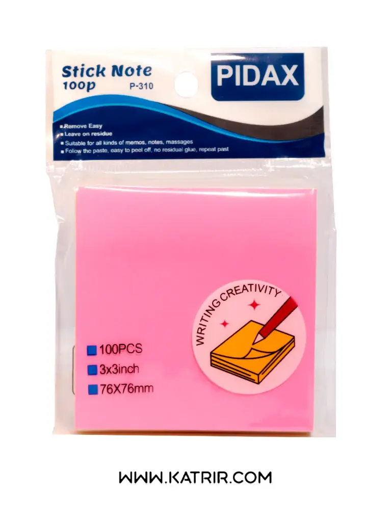 یادداشت چسبدار پیداکس ( Pidax ) مدل نئون 5 رنگ ، سایز 76*76 میلی متر ، کد 310