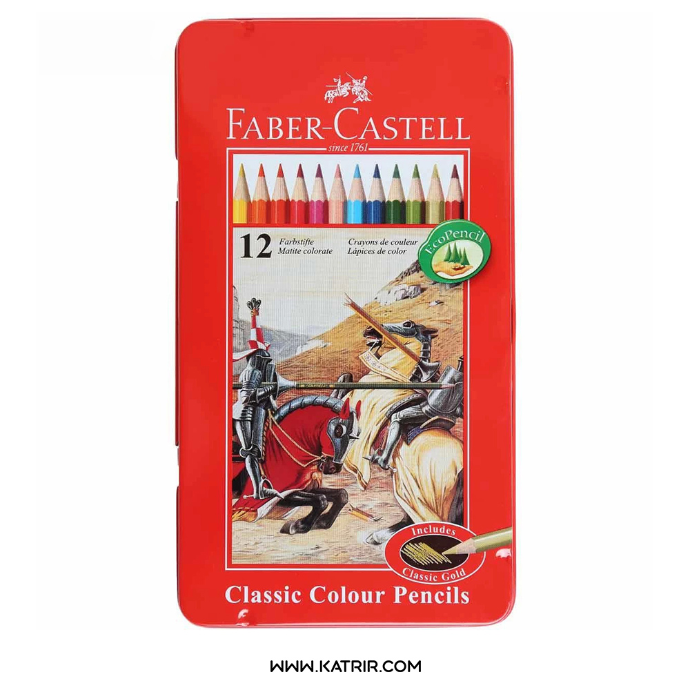 مداد رنگی 12 رنگ فابر کاستل ( Faber Castell ) جعبه فلزی - کد 115844