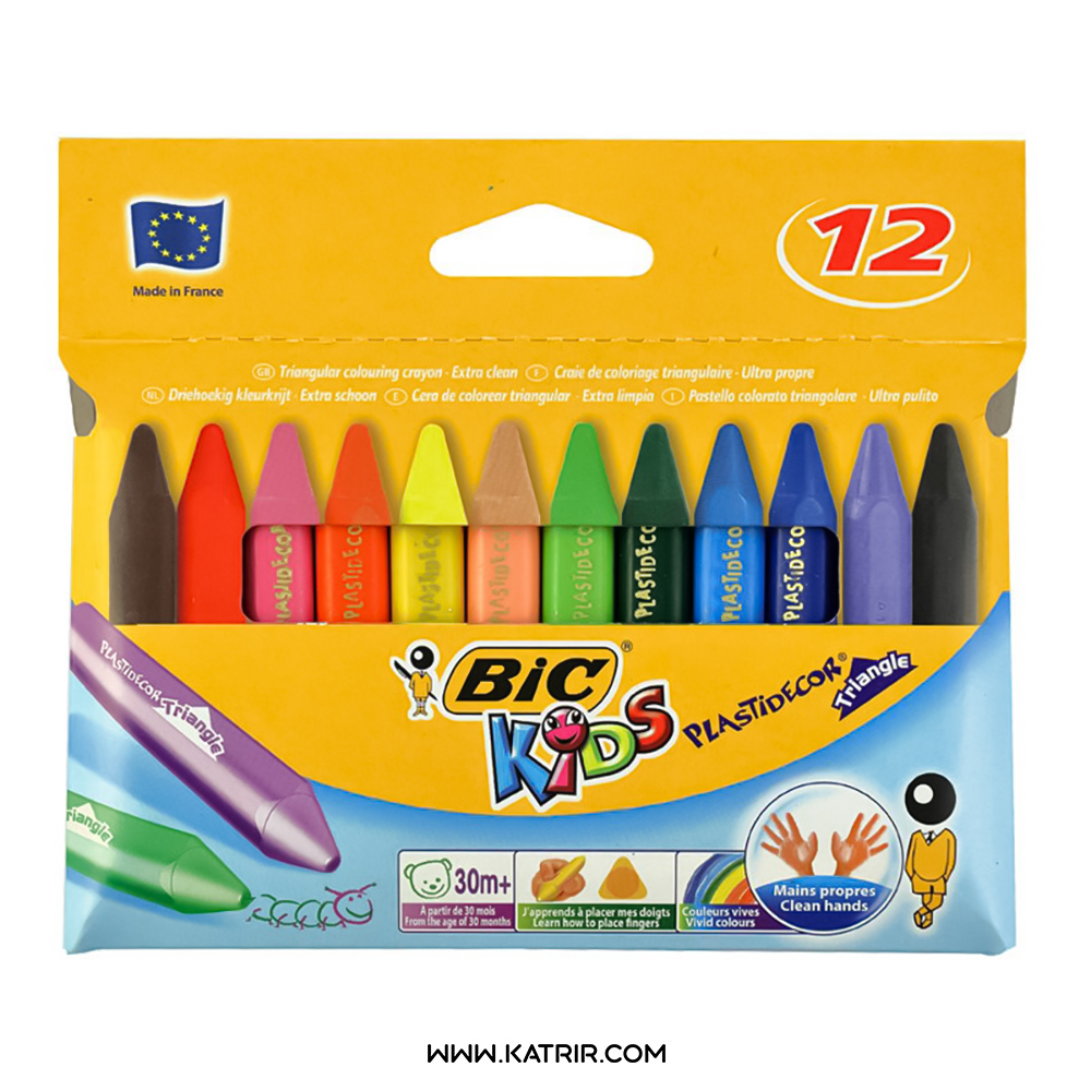 مداد شمعی 12 رنگ بیک ( bic ) مدل پلاستی دکور ( plasti décor )