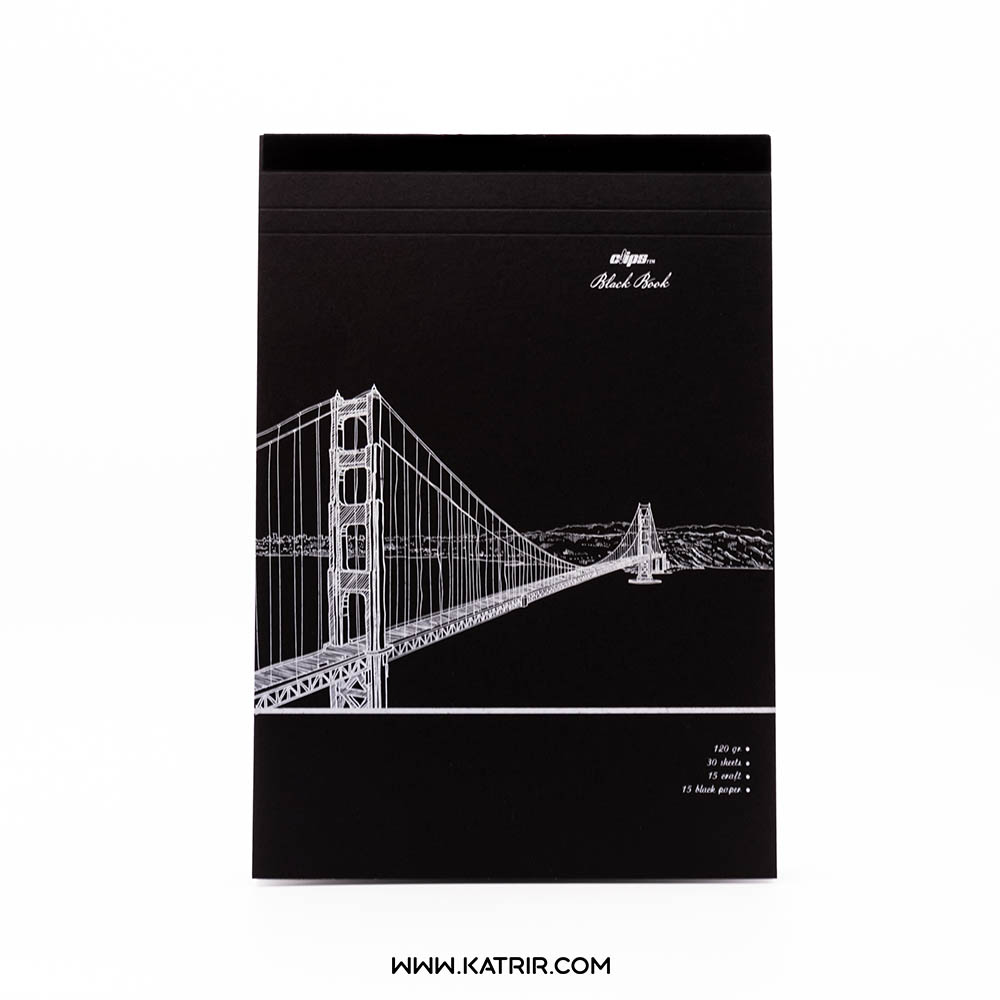 دفتر طراحی کلیپس ( Clips ) مدل کاغذ مشکی و کرافت ، سایز A4