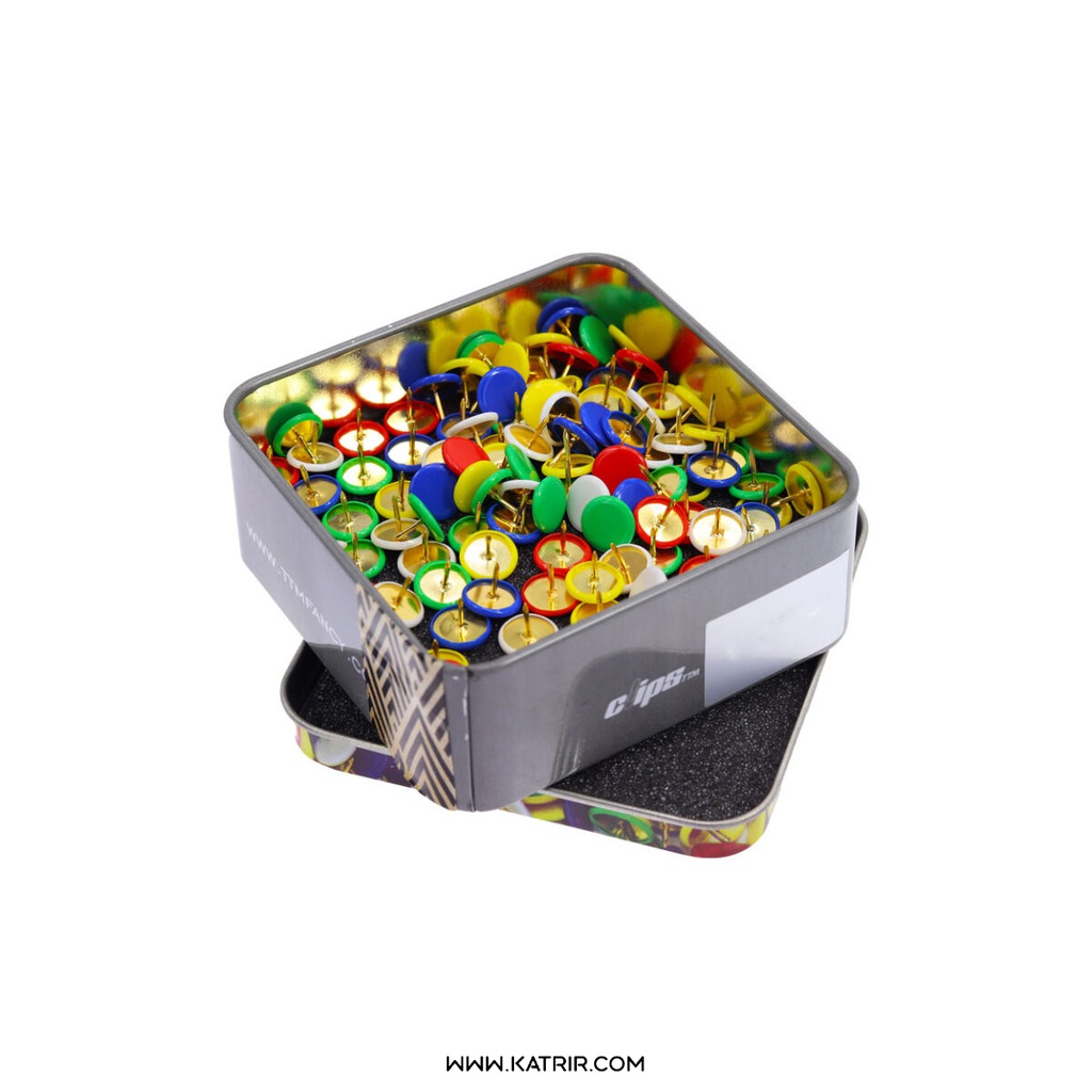 پونز رنگی کلیپس ( Clips ) مدل جعبه فلزی 150 عددی ، کد 3424