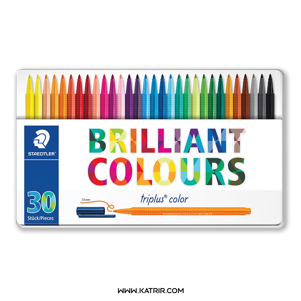 ماژیک نقاشی 30 رنگ استدلر ( Staedtler ) مدل جعبه فلزی - کد 323m30