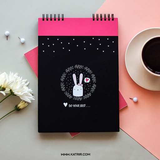 دفتر طراحی برگ ( Barg ) مدل خرگوشی ، کاغذ مشکی ، سایز B6