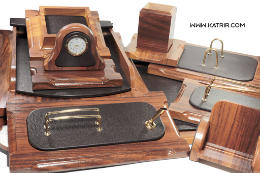 ست رومیزی اداری ، مدل چوب و چرم ، مدیریتی ، 9 تکه