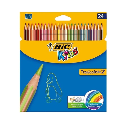 مداد رنگی بیک ( Bic ) مدل ( Tropicolors 2 ) ، 24 رنگ