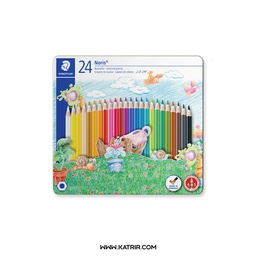 مداد رنگی استدلر ( staedtler )  مدل نوریس ، جعبه فلزی ، 24 رنگ ، کد 145CM24